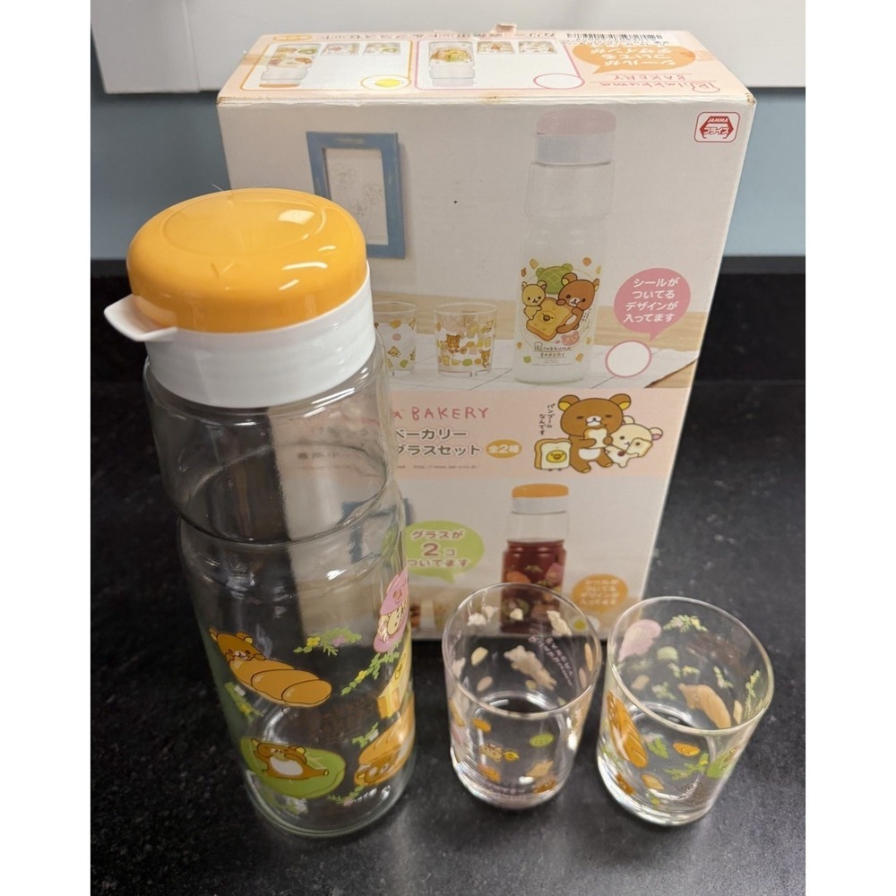 San-X Rilakkuma Bakery Tea Pot & 2 Glass Set With Cute Food Patterns Japan Prize